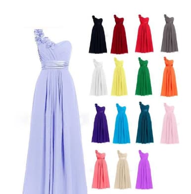 صورة المنتج Women's Multi Colored Slanted Neck Sleeveless Strapless Long Dress
