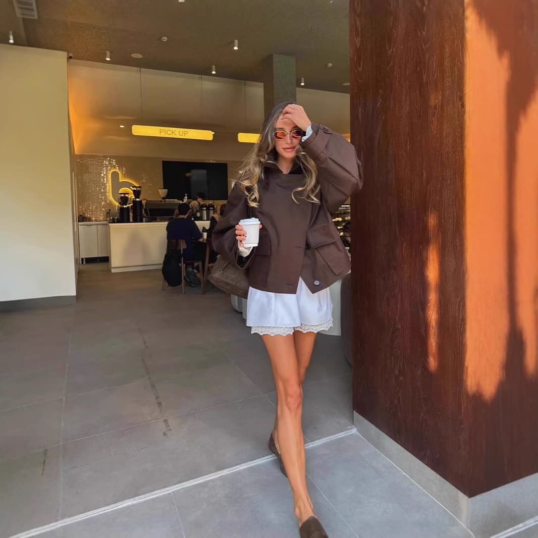 Product image: Womens Casual Suede-fleece Trench Coat