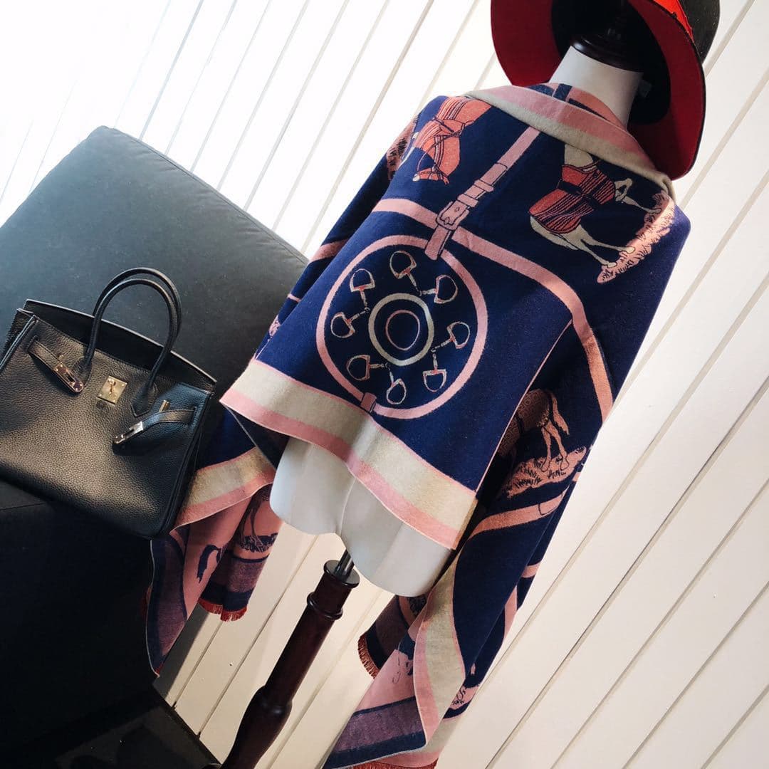 صورة المنتج Cashmere-like Fleece Scarf Little Plaid Double-sided Color-block Versatile Shawl