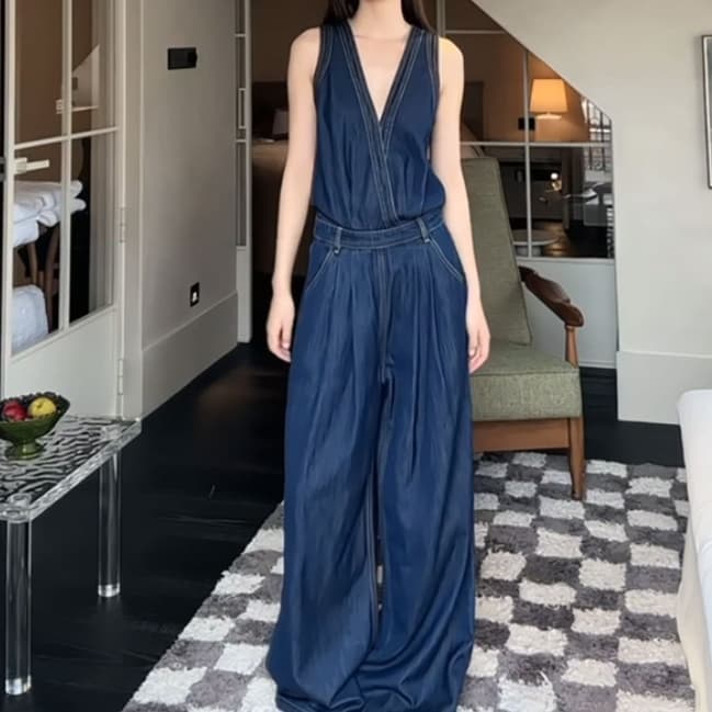 Product image: Fashionable Plus-Size Denim Overalls With Straps